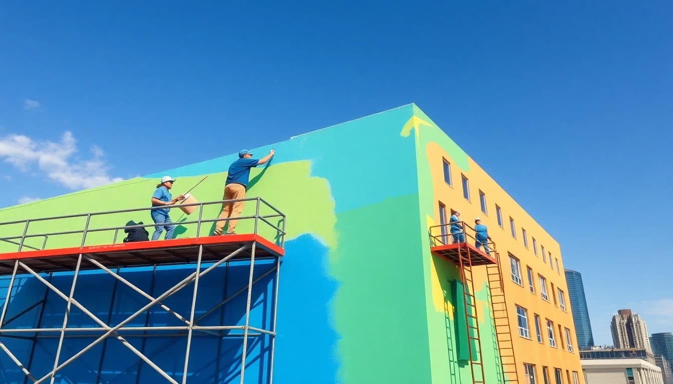 Enhancing a commercial painting project with vibrant colors and skilled craftsmanship.