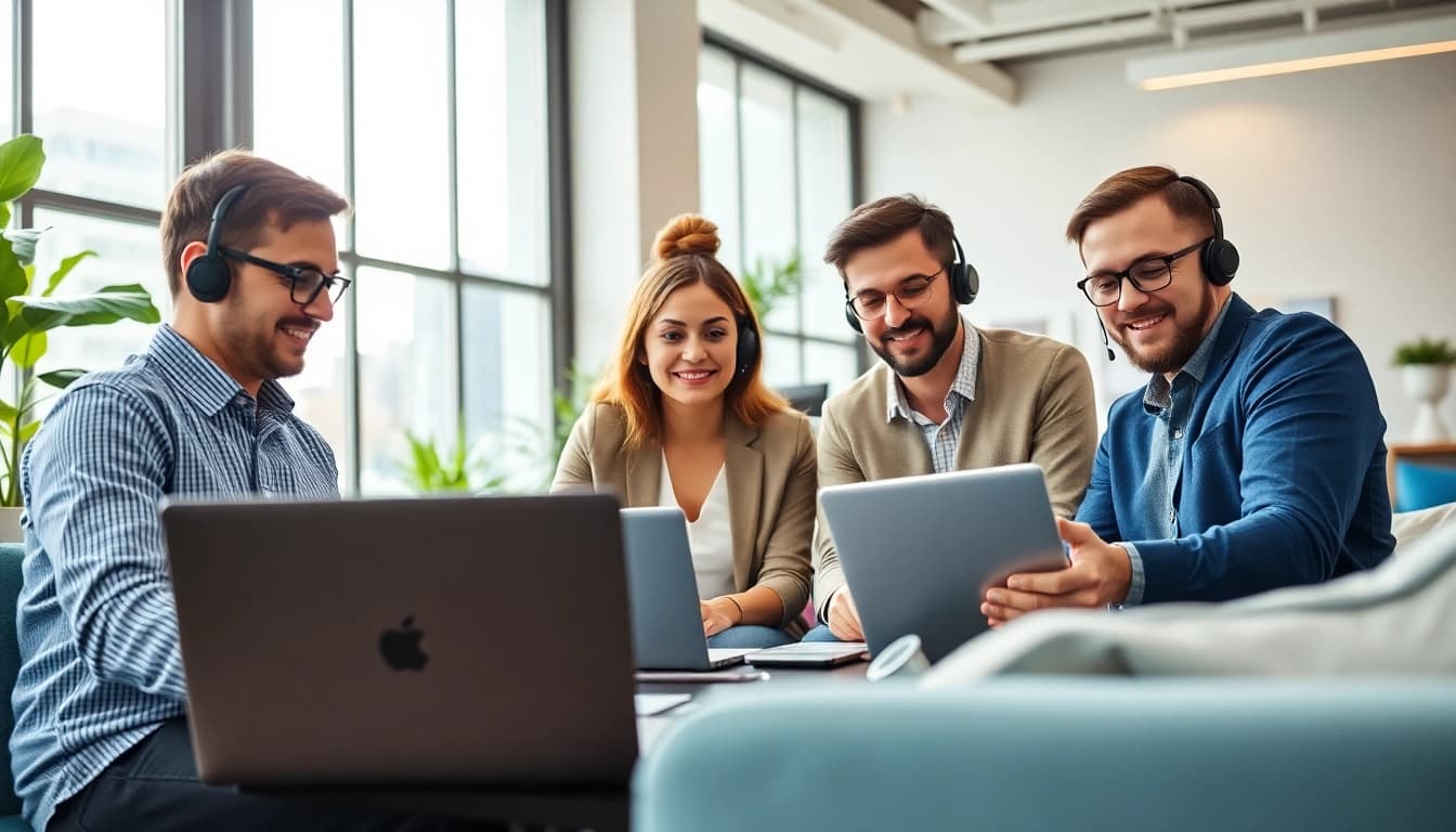 Providing seamless it support for businesses through effective team collaboration in a bright office.