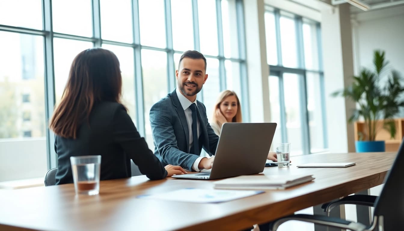 Engaging strategic management consultant sacramento collaborating with clients in a modern office.