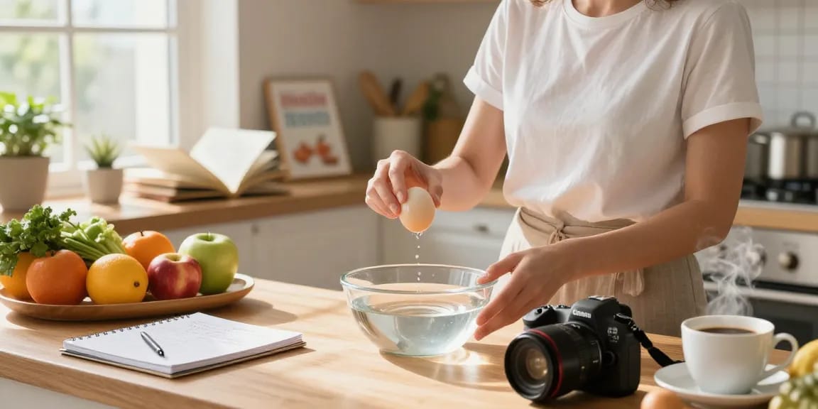 Panduan Egg Float Test Sumber oleh NAGA2000 untuk mengecek kesegaran telur di https://www.eggfloattest.com/contact dengan suasana dapur cerah.