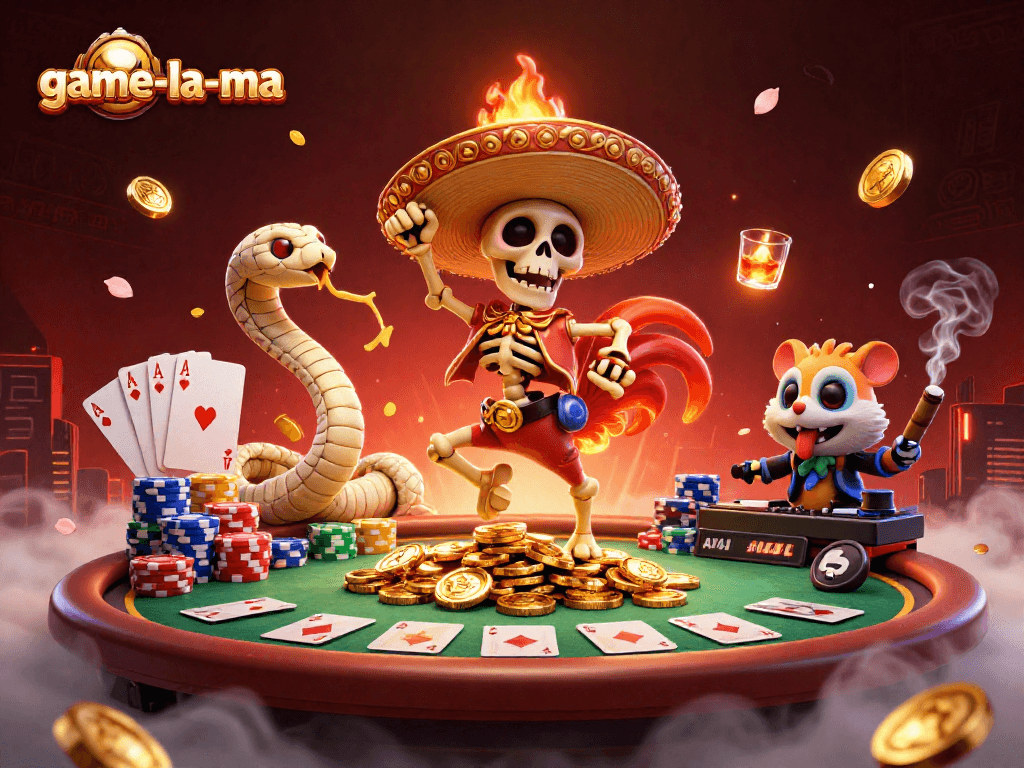 game-la-ma challenges players to win with vibrant casino characters in an ultra-detailed 3D illustration
