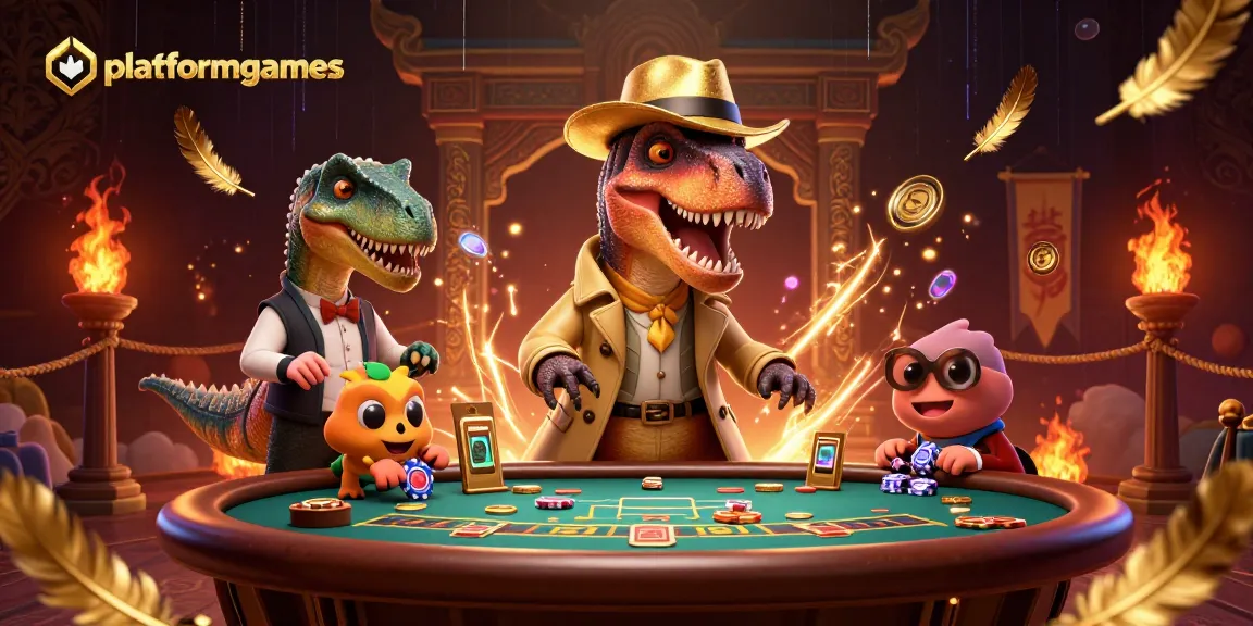 PlateformeGames sets the scene for thrilling gambling with a velociraptor at a blackjack table.