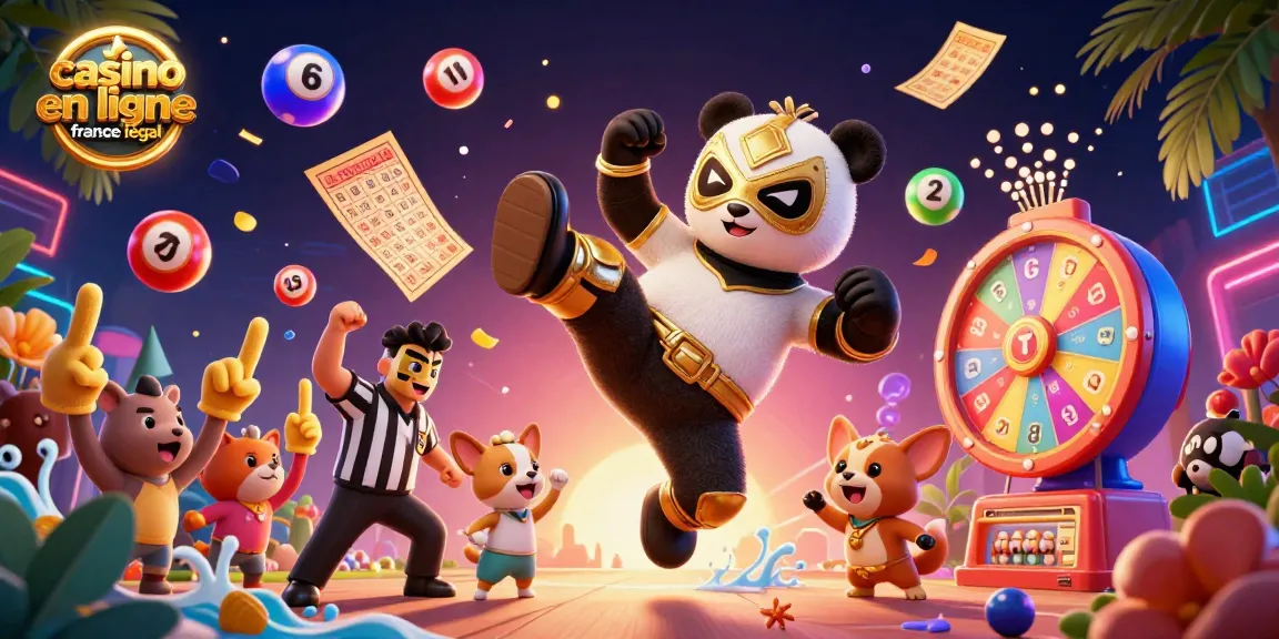Un jeu captivant sur un casino en ligne France légal avec un panda et des éléments de loterie animés.