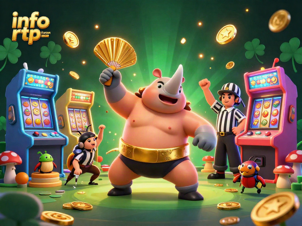 Engage with info rtp harian while being entertained by a vibrant 3D casino scene featuring exciting game elements and adorable characters.