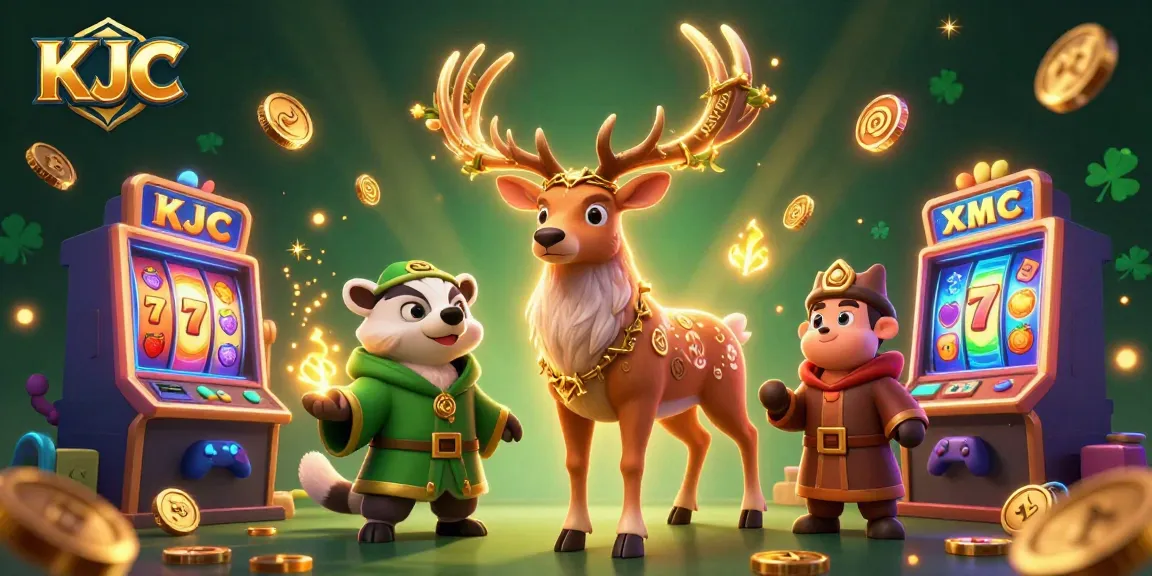 KJC captures the essence of thrilling slot machine action and enchanting characters in a vibrant scene.