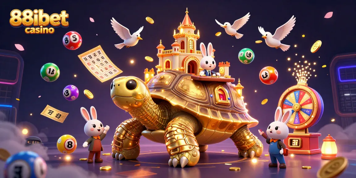 Experience thrilling gaming at 88ibet casino with a lively scene featuring golden tortoise and festive elements.