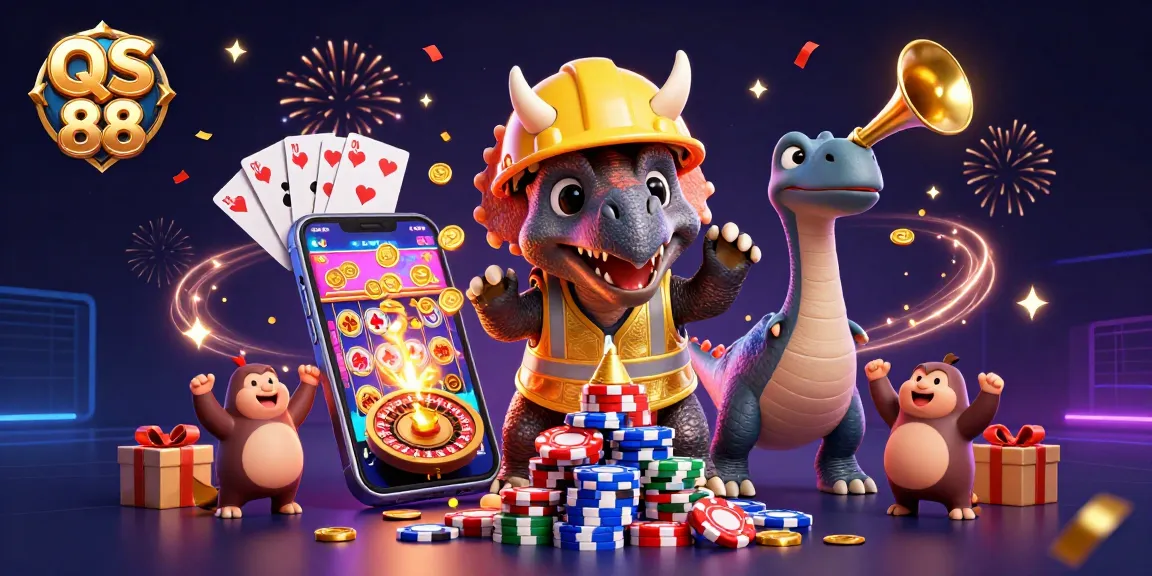 Celebrate big wins at QS 88 with vibrant visuals showcasing exciting casino games and graphics.