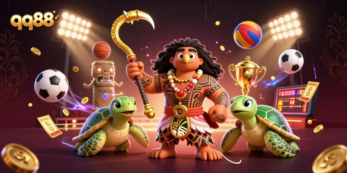 Experience thrilling betting action with qq88 in this vibrant 3D casino scene rich in detail.