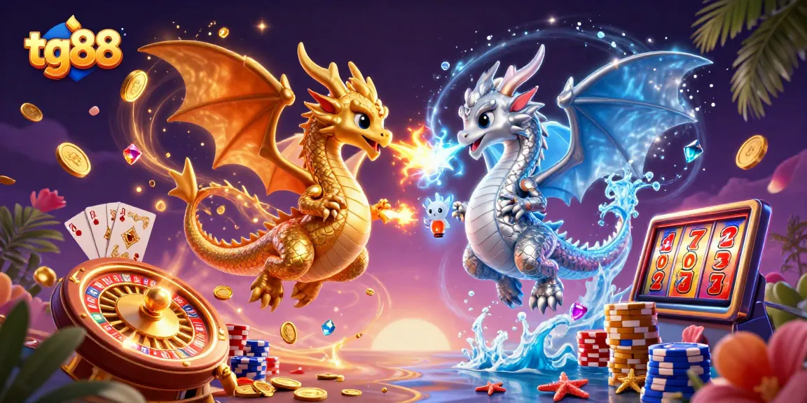 Experience thrilling gameplay with tg88 as dragons duel in a vibrant casino setting.