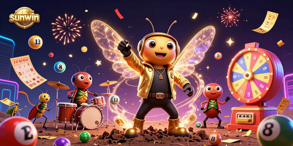 Experience the excitement of sunwin with vibrant lottery characters and dynamic gaming elements.