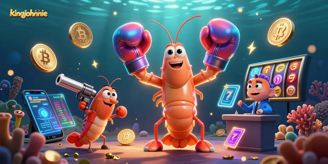 Engage in fun slots gameplay with kingjohnnie's vibrant crypto-themed 3D illustration.