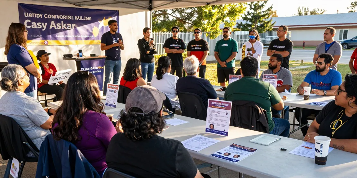 Voters engaging with Casey Askar at a community campaign event, discussing local issues and concerns.