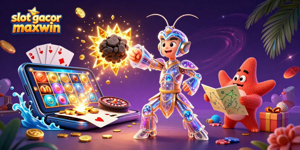 Experience the thrill of slot gacor maxwin as golden coins erupt from a dynamic cosmic scene.
