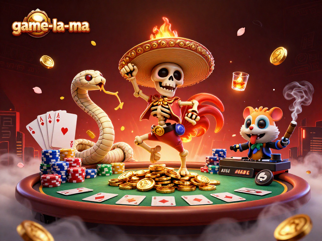 game-la-ma challenges players to win with vibrant casino characters in an ultra-detailed 3D illustration