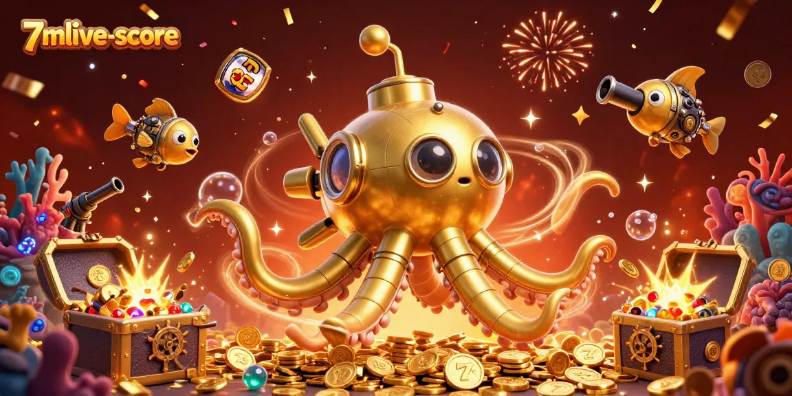 Experience animated excitement with the colorful 7mlive-score underwater adventure featuring a golden kraken and treasure.