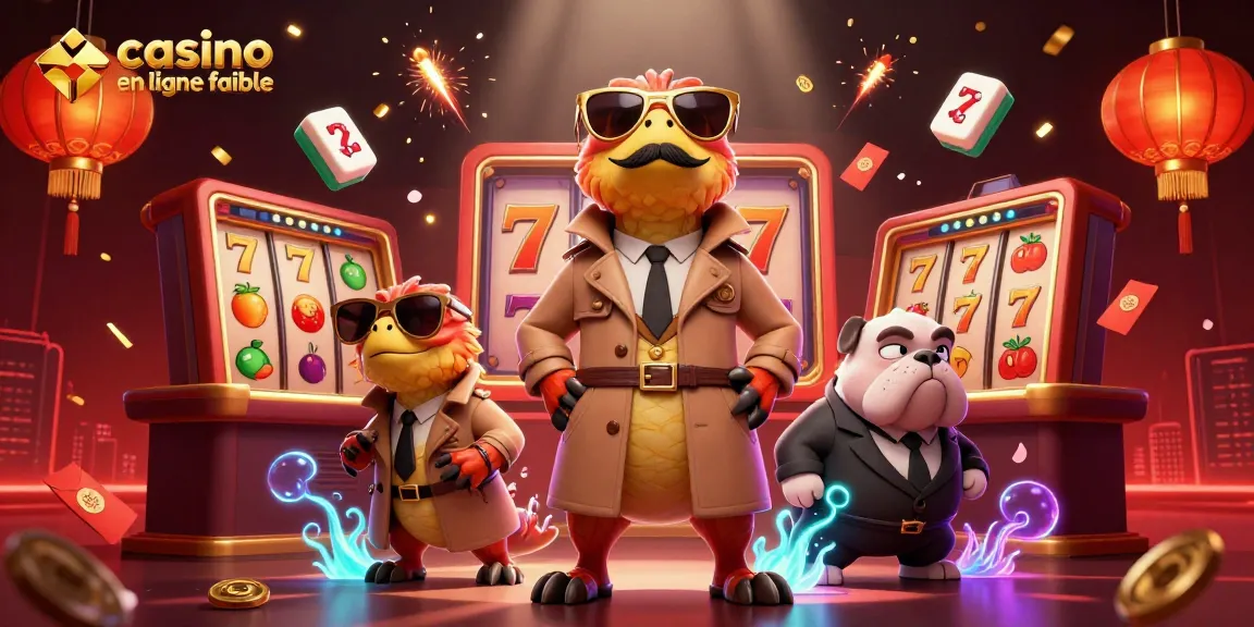 Les raptors dans un manteau tentent d'entrer dans un casino en ligne fiable, entourés de jeux.