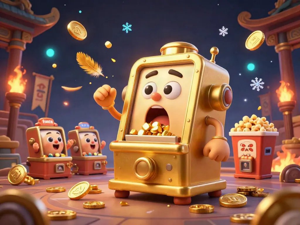 Experience the thrilling jackpot with llwin's animated slot machine bursting with coins in a dazzling casino scene.