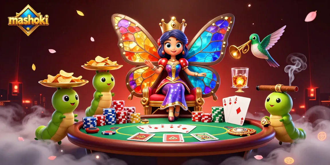 Experience thrilling poker action with mashoki, featuring vibrant characters and rich casino elements.