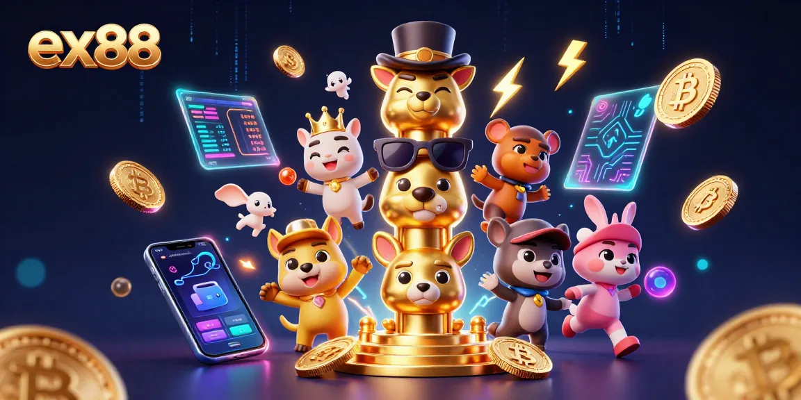 Win big with ex88's vibrant 3D casino scene featuring unique gaming elements.