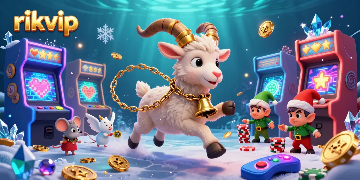 Experience thrilling gameplay at rikvip with festive characters in a vibrant casino setting.