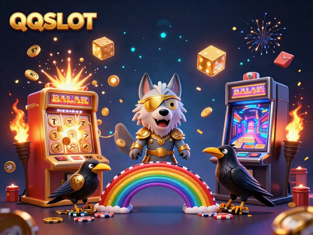 Experience the thrill of QQSLOT with a vibrant casino scene showcasing rich gaming elements.
