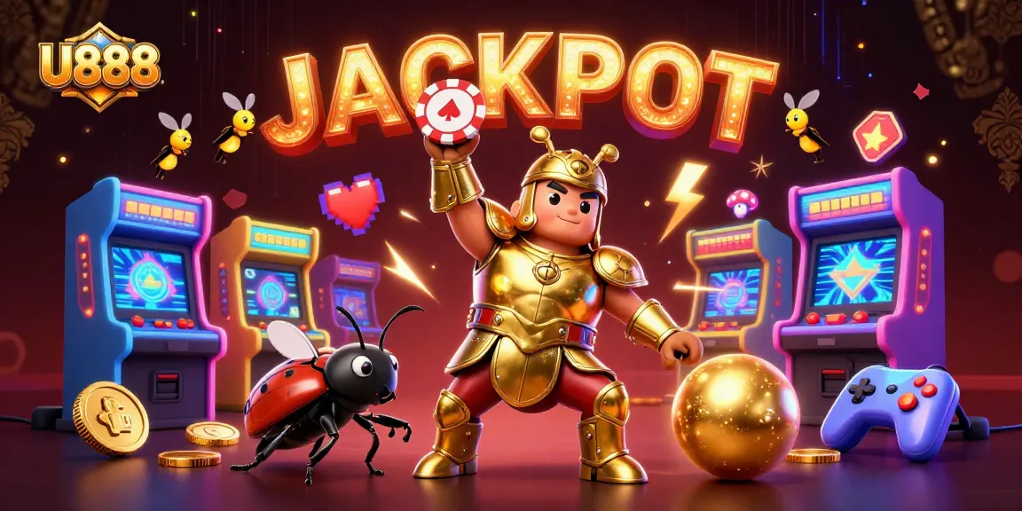 Experience U888's thrilling atmosphere with a vibrant jackpot celebration in this captivating illustration.
