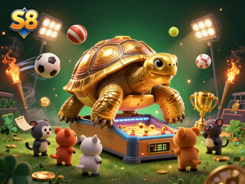 Engage with S8 casino action, play on a tortoise pinball machine surrounded by joyful animals.