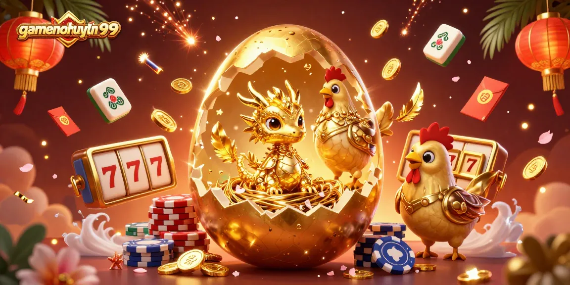 Engage with gamenohuuytin99 in a vibrant 3D casino scene featuring a golden dragon and poker chips.