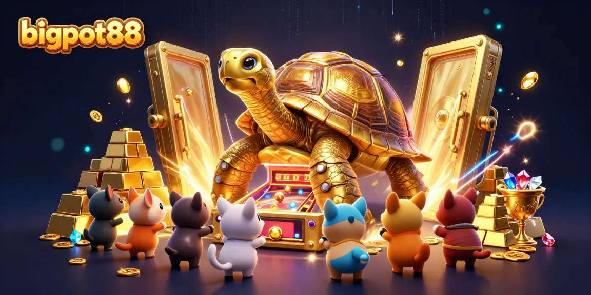 Experience bigpot88 with a colorful scene of lively gaming action featuring a golden tortoise pinball machine.