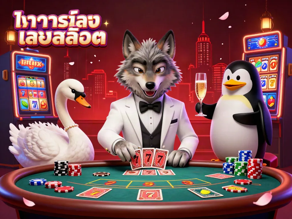 ทดลองเล่นสล็อต ในบรรยากาศคาสิโนที่เต็มไปด้วยสล็อตแมชชีนและสัญลักษณ์นำโชค