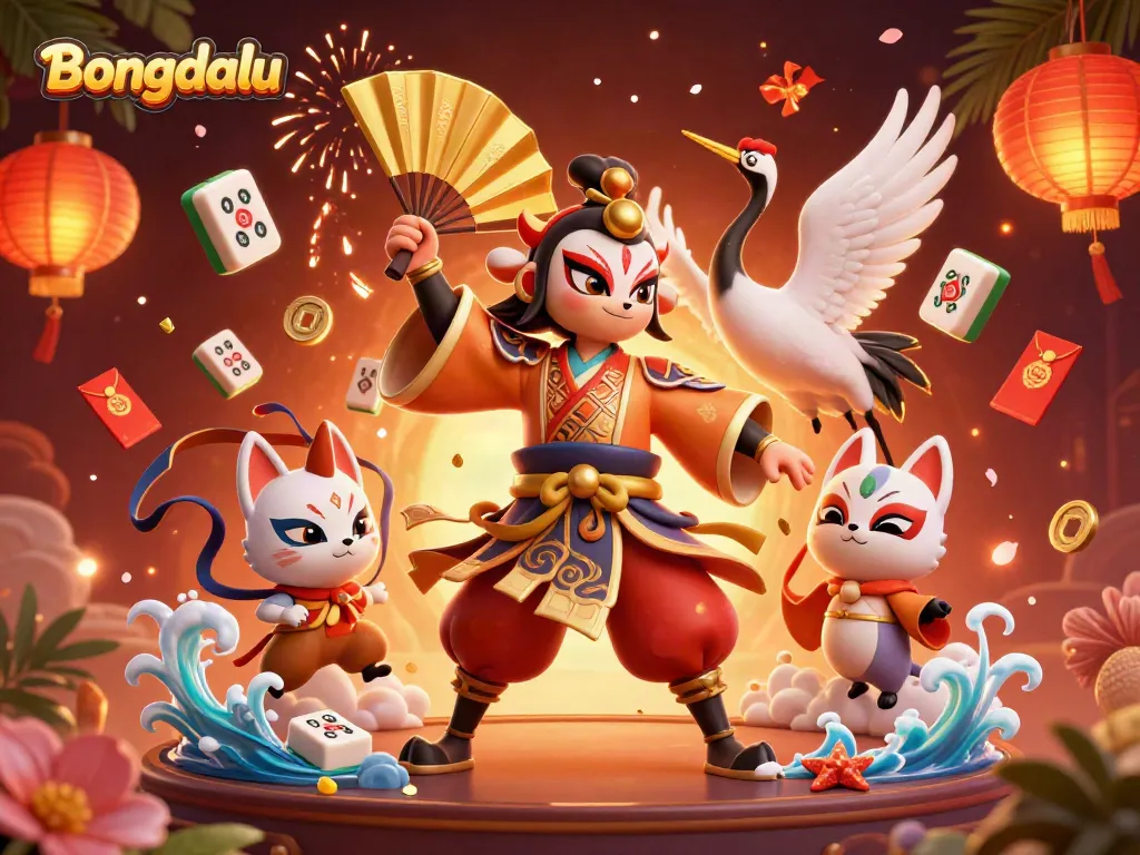 Experience dynamic betting action with Bongdalu's festive 3D illustration featuring traditional characters.