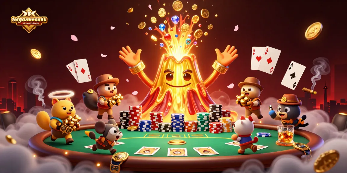 Experience the thrill of taigamebancaanxu as a victorious volcano erupts treasures among fleeing explorers.