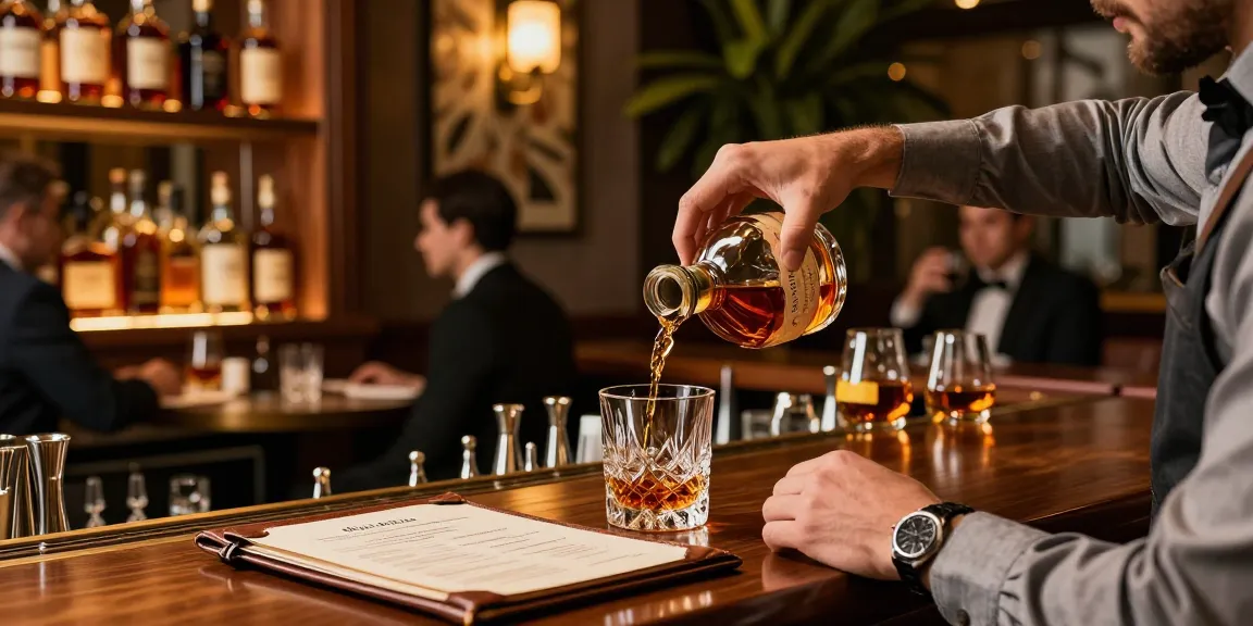 Blanton's Single Barrel Bourbon served at an elegant bar, showcasing premium spirits and a classy ambiance.