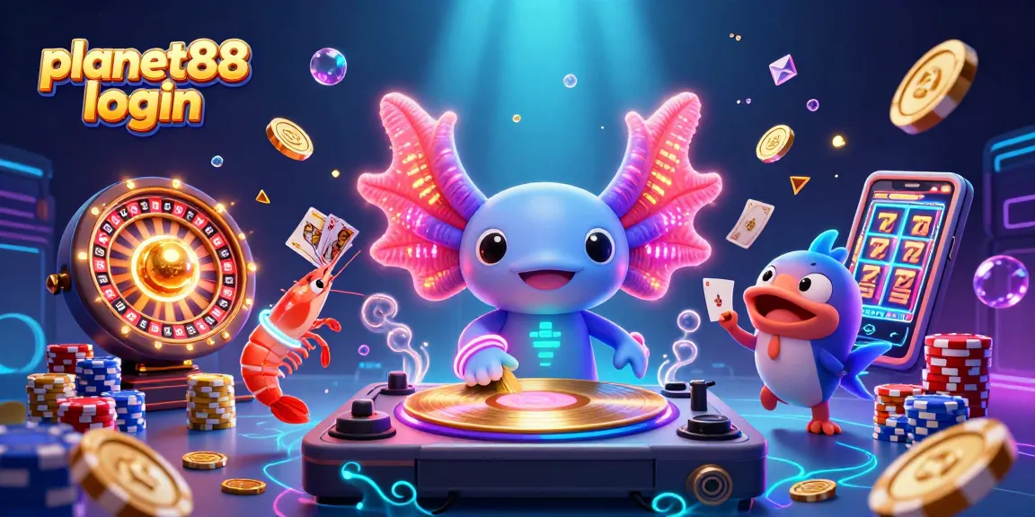 Engage with the vibrant scene of planet88 login featuring fun characters embodying online slot gaming.