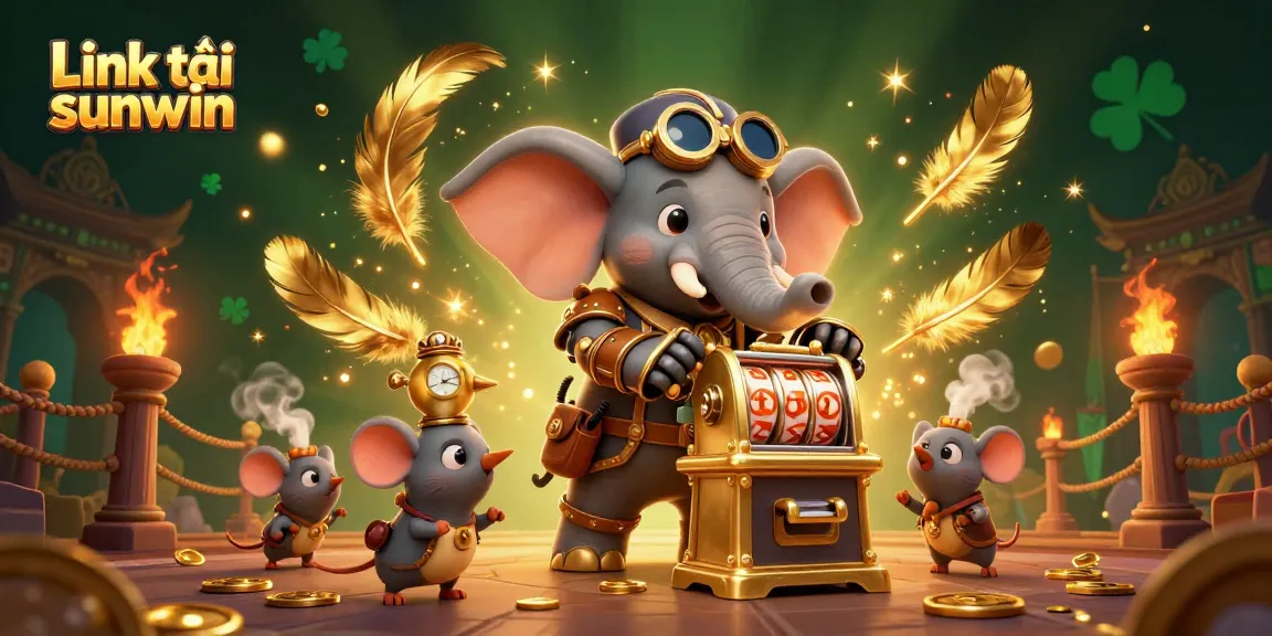 Spin the golden slot machine in an engaging 3D illustration for Link tải sunwin, showcasing vibrant casino elements.
