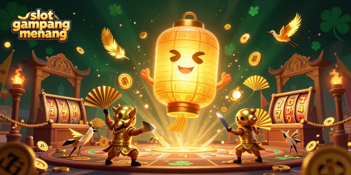 Experience thrilling wins with slot gampang menang, featuring rich golden lantern spirits and vibrant casino elements.