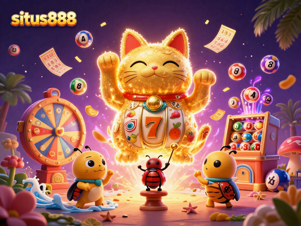 Engage with situs888's thrilling lucky cat scene featuring vibrant slots and dynamic gaming elements.