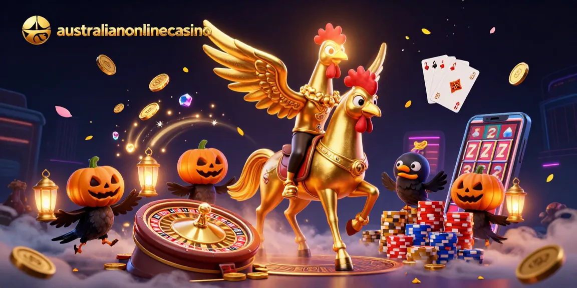 Experience the thrill of winning at australianonlinecasino with a lively casino scene featuring unique characters and game elements.