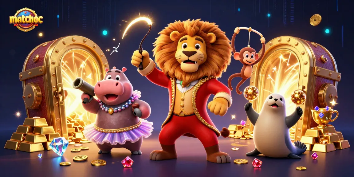 Experience the thrill of matchuoc, featuring vibrant characters and exciting casino elements in a dazzling scene.