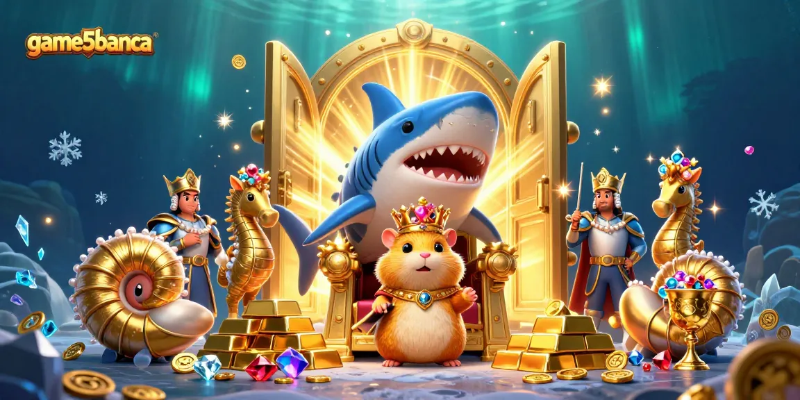 Experience the excitement at game5banca with a golden hamster king presiding over treasures and royal guards.