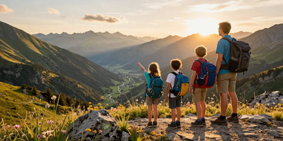 Family enjoying a mountain view while using mantra88 login for adventure planning.