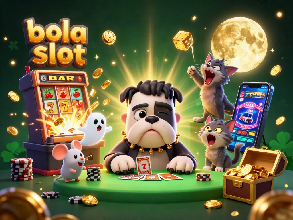 Experience the thrill of bola slot with a vibrant 3D illustration of characters and slot elements.