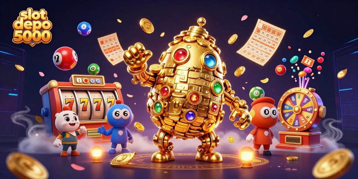 Win big with slot depo 5000 in a dazzling 3D casino scene filled with vibrant symbols and dynamic elements.